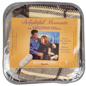 Biddeford Delightful Moments Electric Heated Throw Blanket Brown Plaid 50" X 62"